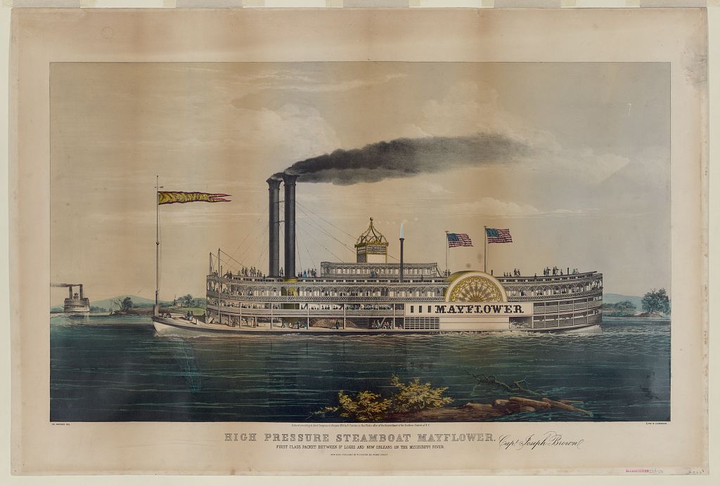 The Mayflower, a Mississippi packet, in an 1855 Currier & Ives lithograph. This is not the Kate Kearney.