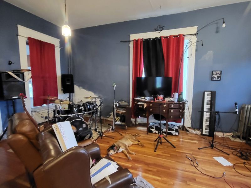 Original listing photo of a Champion House music room corner